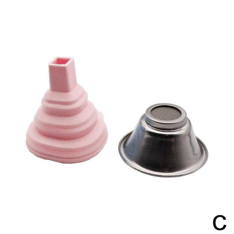 Telescopic UV Resin Funnel With Metal Filter Cup Silicon Funnel Long Neck Funnel Liquid Filling Kitchen Tools: C