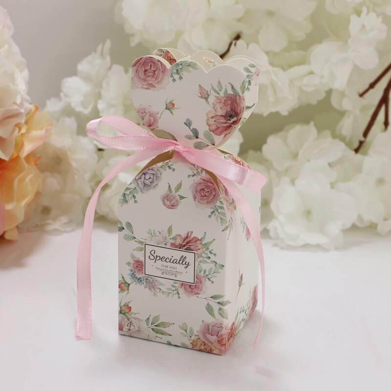 Boîte à dragées de Mariage 5 pièces | Papier d'emballage de chocolat, motif fleur, décoration de réception de Mariage, pour anniversaire Mariage: pink box bandeau