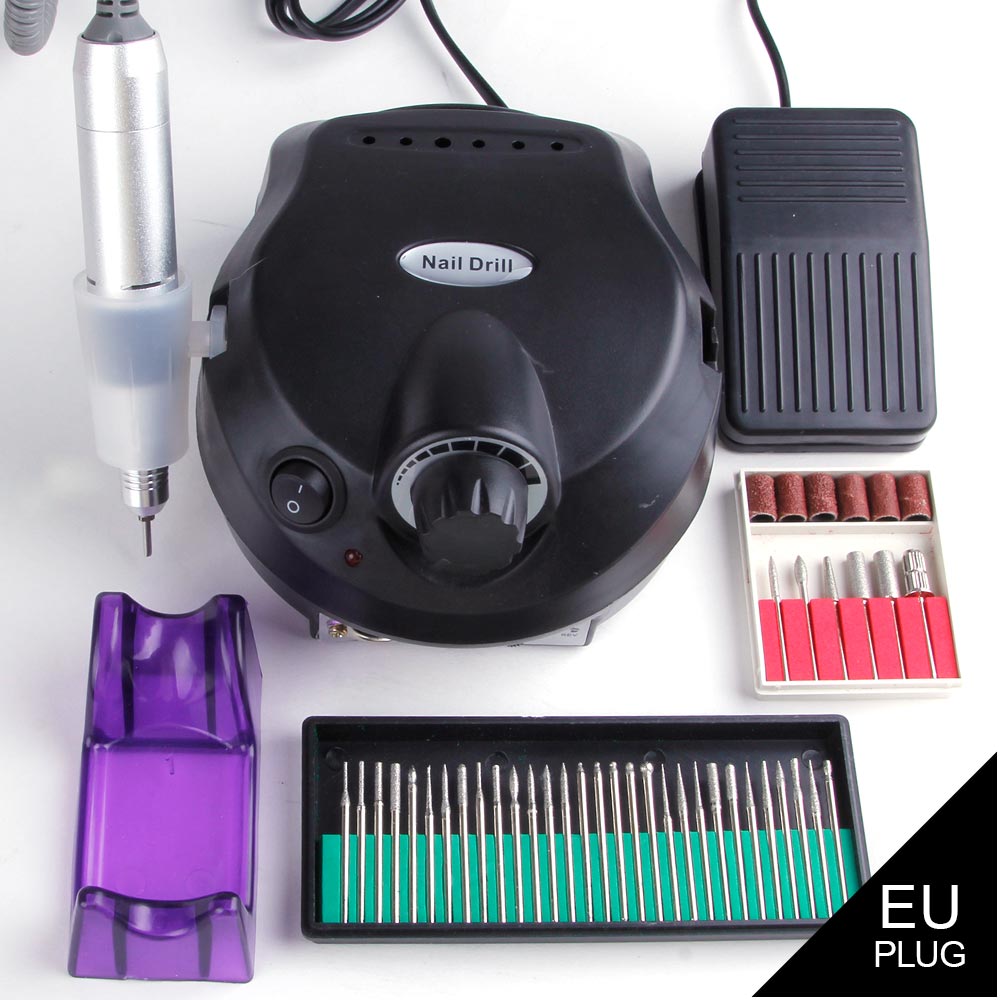 35000RPM Electric Manicure Machine Set Nail Drill Bits Milling Machine For Pedicure Apparatus Diamond Cutters Gel Polish Remover: Black Set A