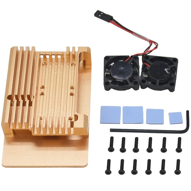 For Raspberry Pi 3 Model B+ Cooling Shell Metal Alloy Aluminum Case Radiator Fan