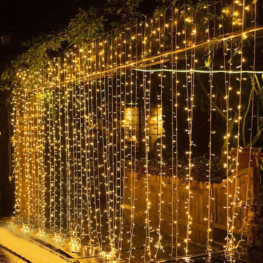 Thrisdar 2 x 3m 3 x 3m utendørs solcelle led istaplys 8 moduser hage terrasse gjerder jule solcellevindu gardin led lysstreng