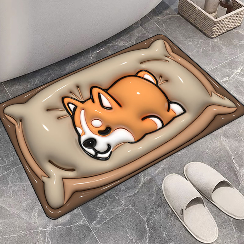 Diatom Mud Mat for Bathroom Cartoon 3D Mats Non-slip Carpets Quick-drying Floor Mats for Bathtub Side Floor Rug Shower Doormat: PURPLE