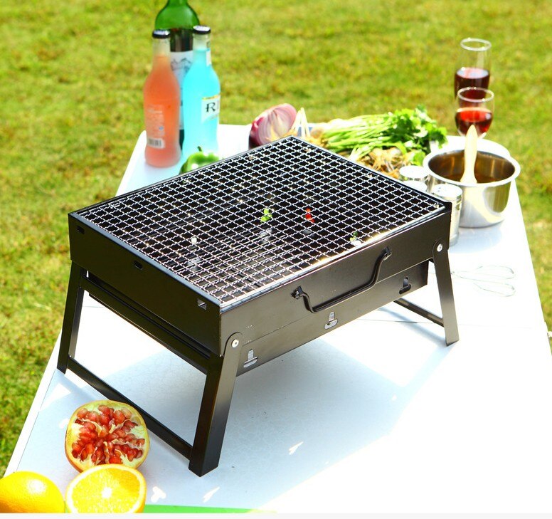 Portable Charcoal BBQ Grill Folding Barbecue Shish Kabob Stove Camping Outdoor