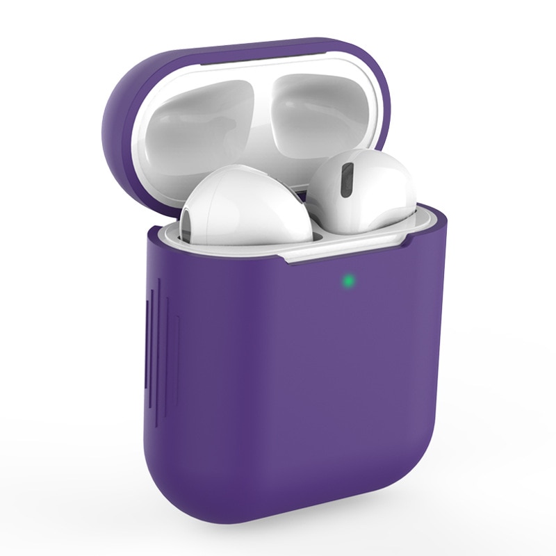 Miękkie silikonowe futerały na Apple Air Pods etui z funkcją ładowania torby na Airpods 1/2 ochronne bezprzewodowe akcesoria do słuchawek Bluetooth: 17purple