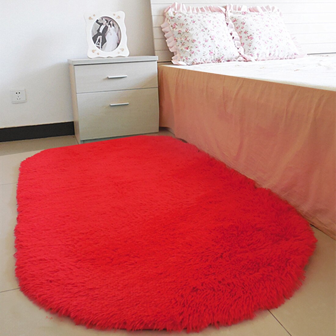 40*60cm antislip, pluizige shaggy vloerkleden voor in huis, kamer, tapijt, vloermatten, slaapkamer, badkamer, deurmatten, shag tapijten: Donkerrood