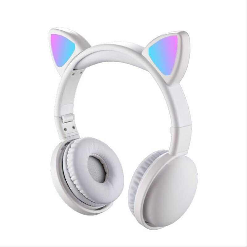 Mignon LED chat oreille bruit annulation casque Bluetooth 5.0 pliable Gamer musique casque avec Microphones pour enfants fille: Green