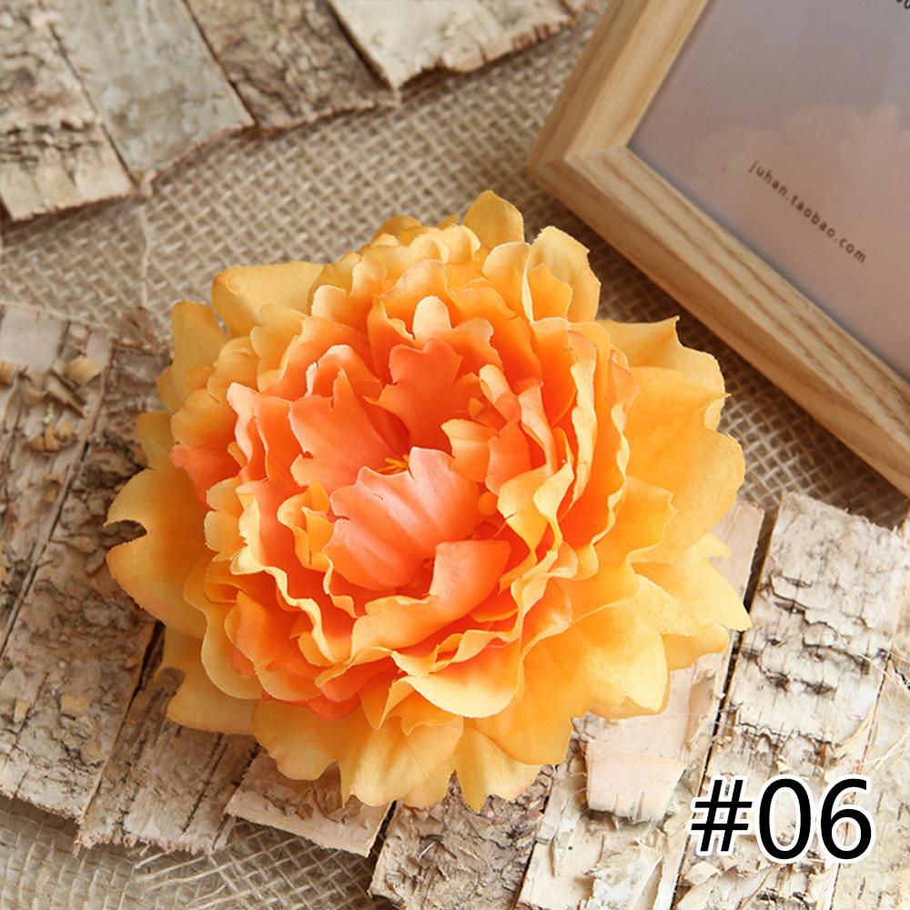 1PCS Peony Flower Heads Decorative Scrapbooking Artificial Flower For Home Wedding Birthday Party Decoration Supplies: Orange