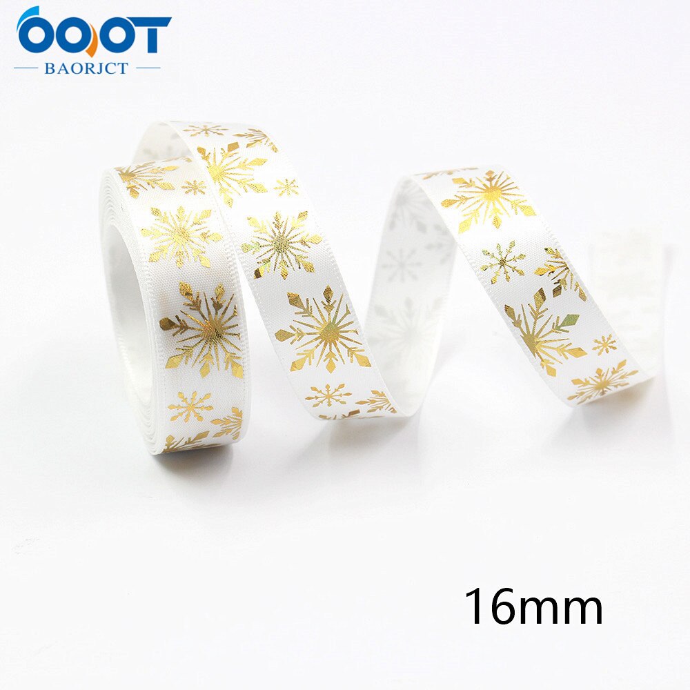 Kerst Lint 10 Yards Gedrukt Grosgrain Organza Satijnen Linten Metallic Glitter Stof Linten 20702: 9