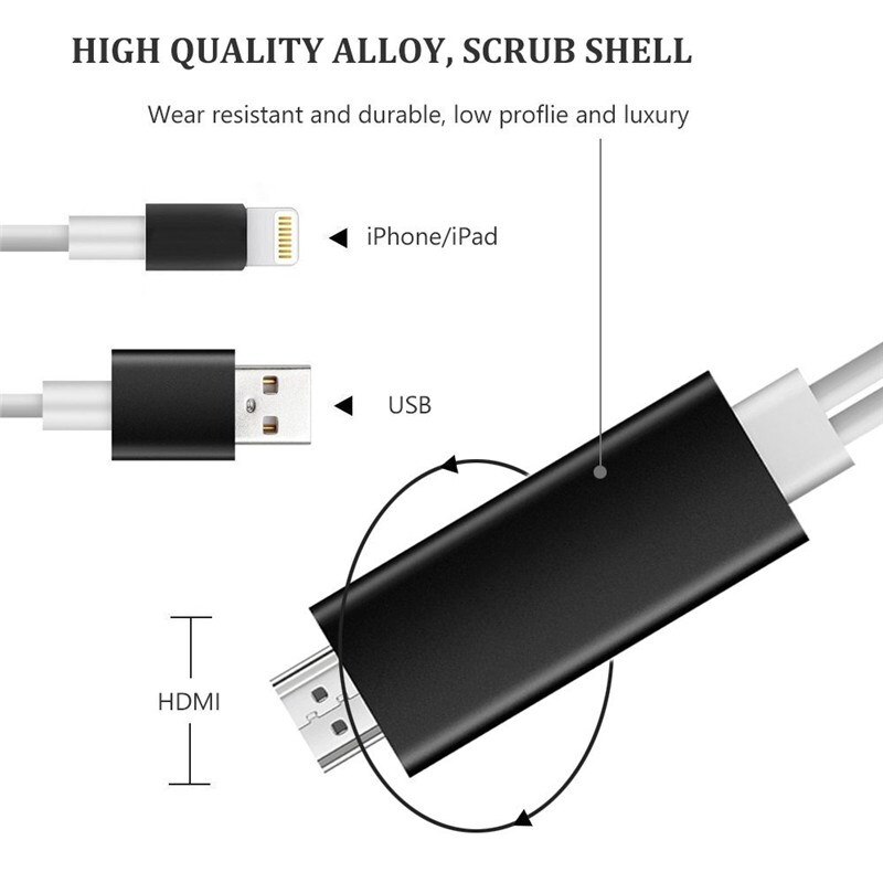 Voor Lightning Naar Hdmi Adapter Digitale Av Kabel Voor Iphone 12 11 Pro Max X Xs Xr 8 Plus Ipad air Mini Usb 6 Ft 1080P Digitale Hdtv