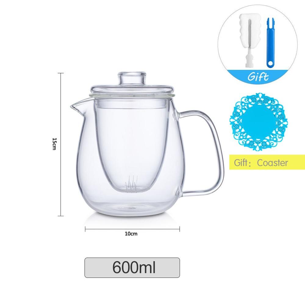 Stor kanna glas vattenkokare tekanna mina vattenkrukor för blomkaffe med handtag kokande kall dryck 600ml 1200ml: 600ml