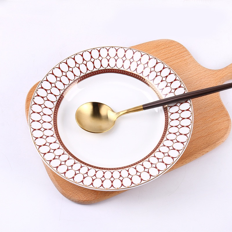 European Style red dinner plate sets ceramic & popular home use fine bone china dinnerware sets porcelain