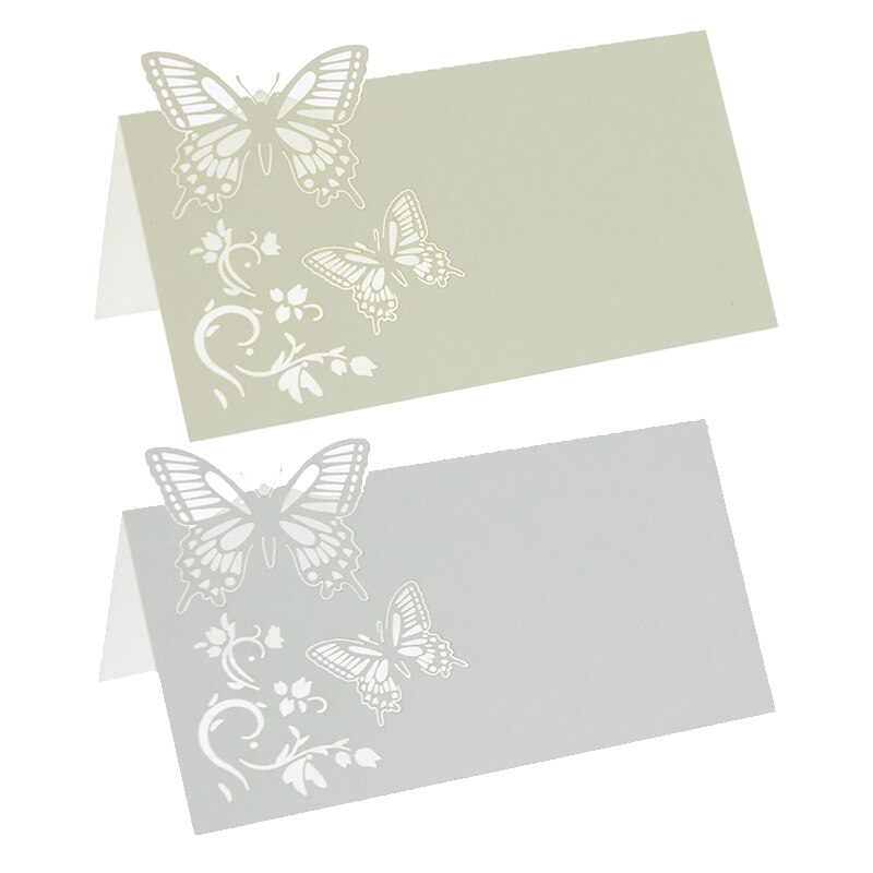 60x Vlinder Bloem Plaats Tafel Nummers Gast Zitplaatsen Naam Kaarten Voor Bruiloft Decoratie (Wit)