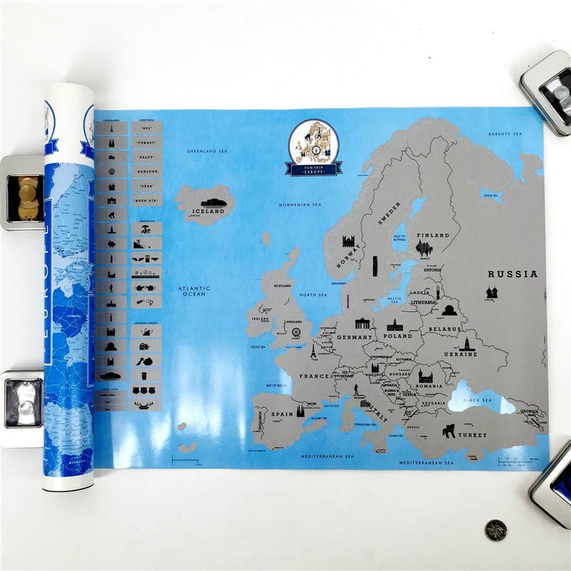 Scratch Europe Map DIY Art Paper Travel Vacation Personal Mark Wall Decoration 55