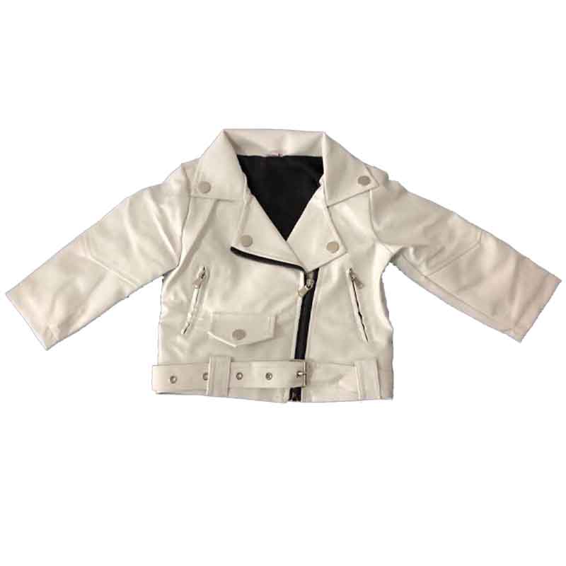 Veste en cuir blanc pour filles, manteaux pour enfants, automne printemps BT009