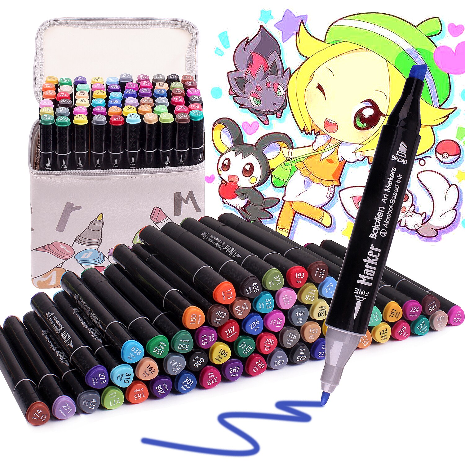 12/40/60/80 Marker Pens Set Dual Tip Pens Drawing Painting Doodling School Supplies Alcohol Ink Art Supplies