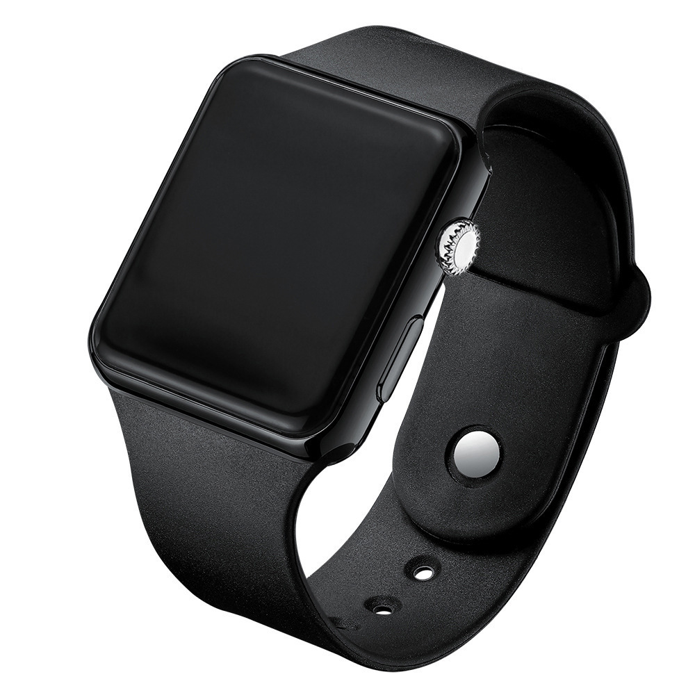 Eenvoudig digitaal horloge voor heren Dames Mode Sport LED elektronisch horloge Zwart siliconen polsbandje Casual herenhorloge Reloj Hombre: Black