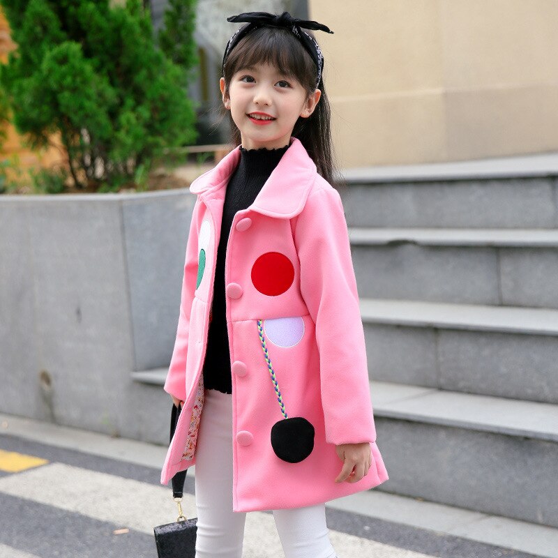 Mädchen Wollmantel - Geometrisches aufbringen - Langarm - Umlegekragen - Herbst/Winter Kinderkleidung: Rosa / 8 Jahre
