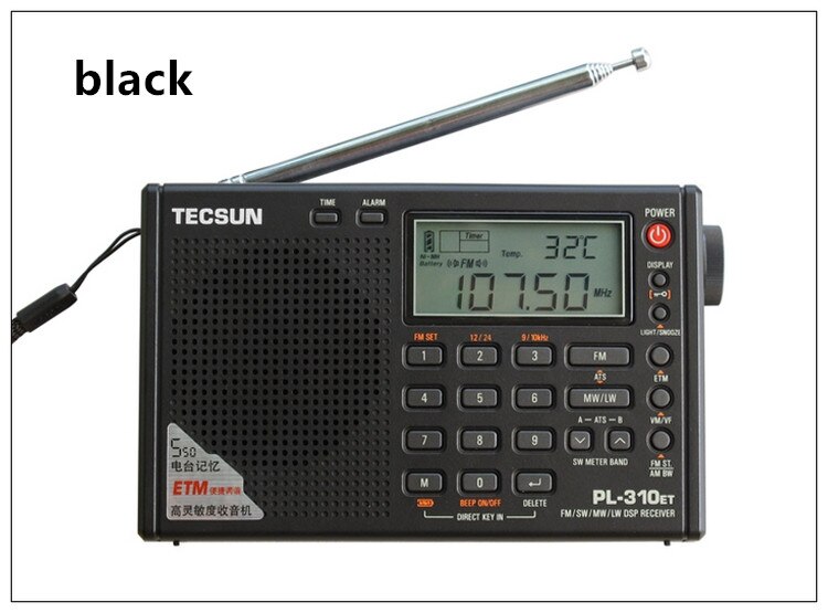 Tecsun PL310ET Full Band Radio Digital Demodulator FM/AM Stereo Radio TECSUN PL-310: Black