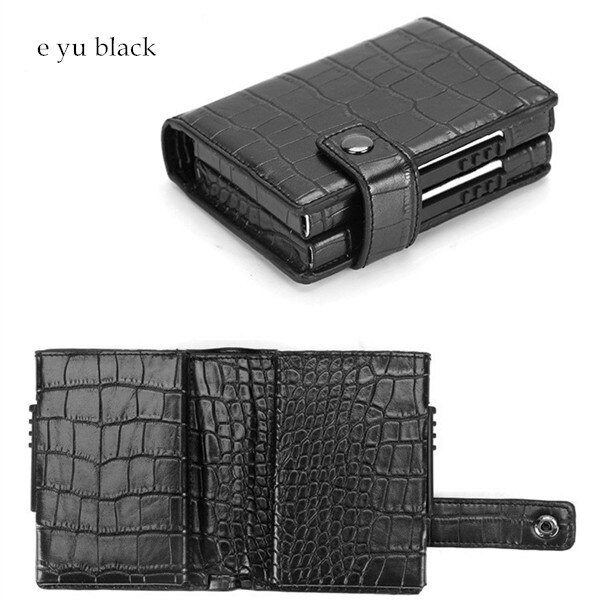 Bisi Goro Aluminium Wallet Credit Card Holder Metal Met Rfid Blocking Multifunctionele Portemonnee Reizen Metal Case: e yu black X-35C