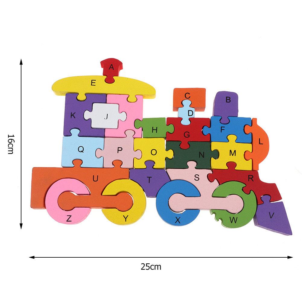 Wooden Children Learning Aids 3D Alphanumeric Colorful Environmental Double-sided Puzzle Educational Toys