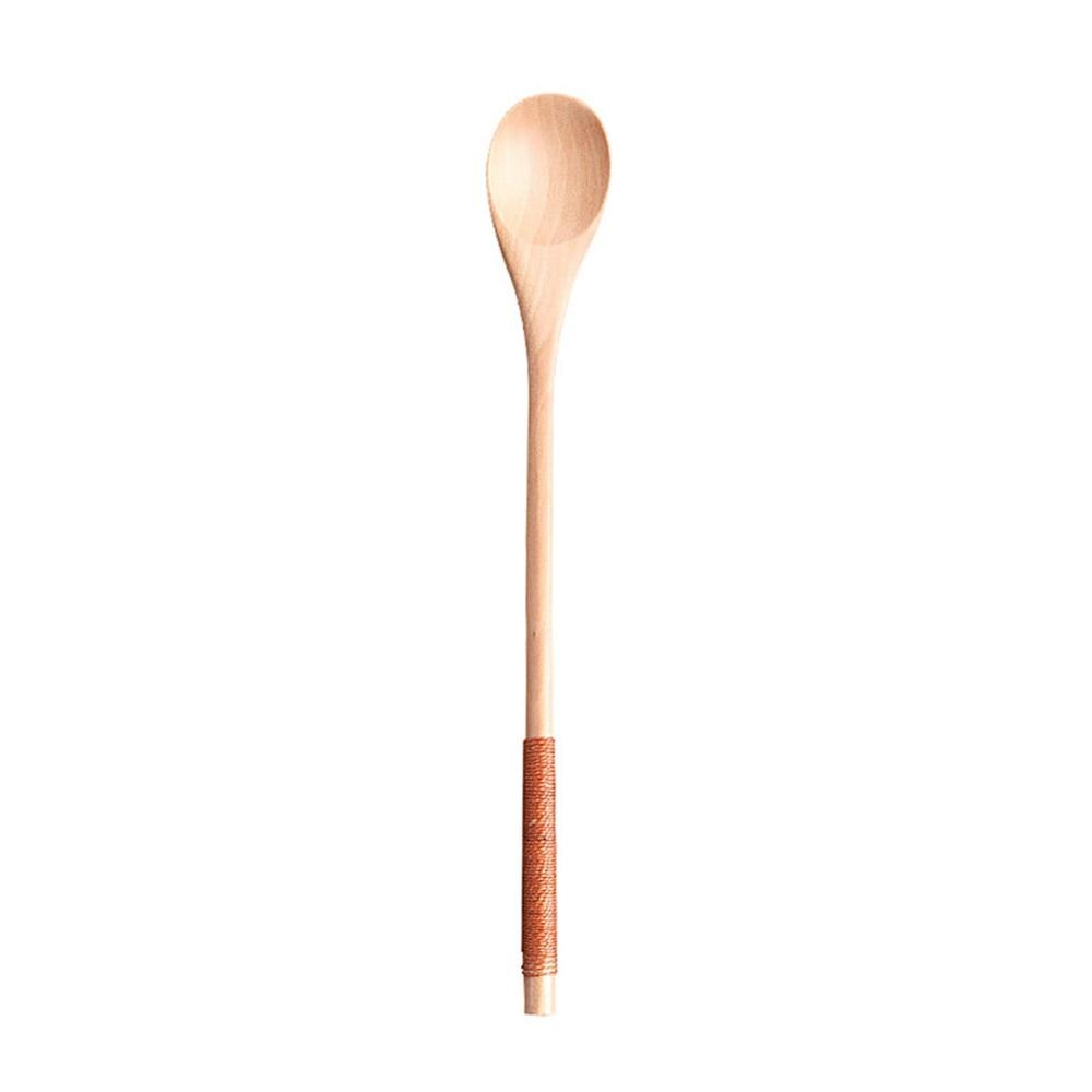 Wooden Spoons Large Long Handled Spoon Kids Spoon Wood Rice Soup Dessert Spoon Coffee Tea Mixing Tablewar: B1