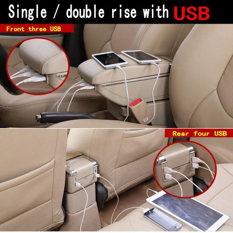 Voor C4 Grand Picasso Armsteun Doos Usb Opladen Verhoog Dubbele Laag Centrale Winkel Inhoud Bekerhouder Asbak Accessoires
