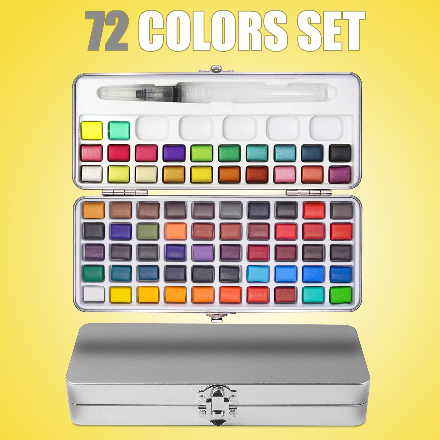 Flydom-conjunto de pintura aquarela, kit com 18/50/72/90/100 cores, pigmento sólido, materiais de arte para desenho, aquarela: 72 Colors
