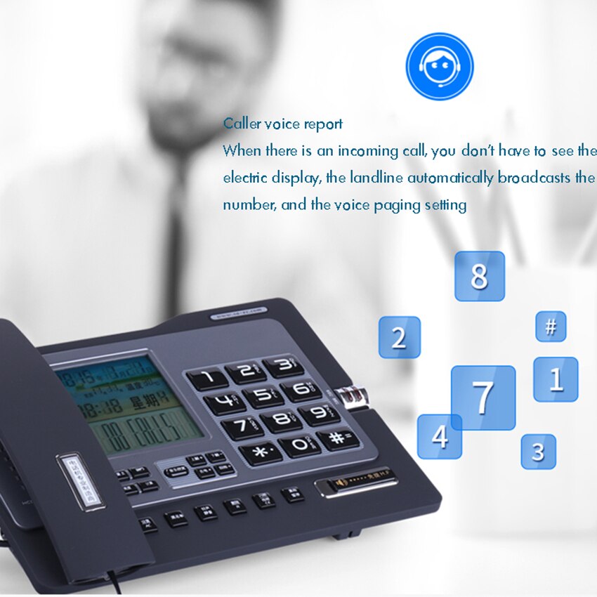 Office Home Corded Telephone Phone with Caller ID/Call Waiting, Speakerphone, Blacklist, Dual Interface Calculator &amp; Alarm Clock