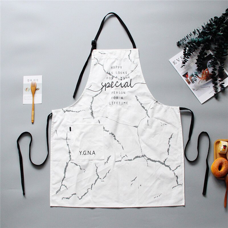 INS Nordic Katoenen Schort Zwart Wit Marmer Schorten Mannen Vrouwen met Grote Pocket Bib Overalls Keuken Bakken Accessoires
