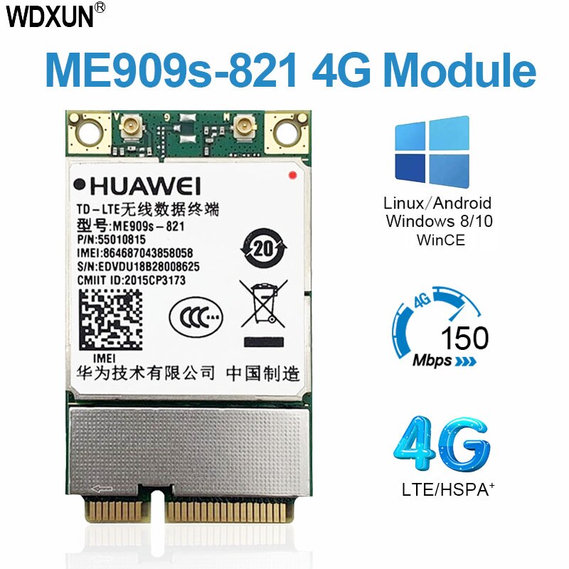 ME909s-821 Modulo 4G LTE FDD-LTE TDD-LTE Mini PCI-E Cat4 Scheda 4G ME909s Per B1 B3 B5 B8 B38 B39 B40 B41 Per Il Computer Portatile