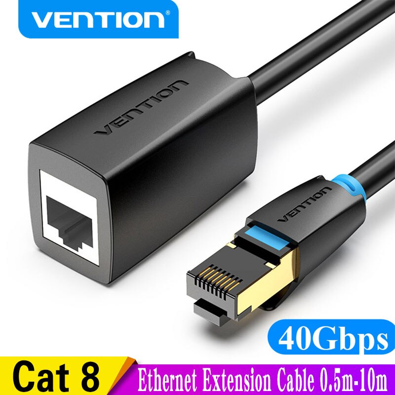 Vention Cat8 Ethernet Extension Cable SFTP 40Gbps RJ45 Extender Patch Cord Adapter for Router Modem PC Cat 8 Ethernet Cable