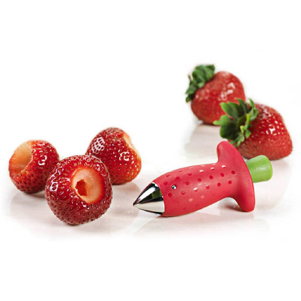 Bærbar rød jordbærskreller jordbærbladfjerner gadget tomatstilke frugtkniv stilkfjerner køkkenredskaber