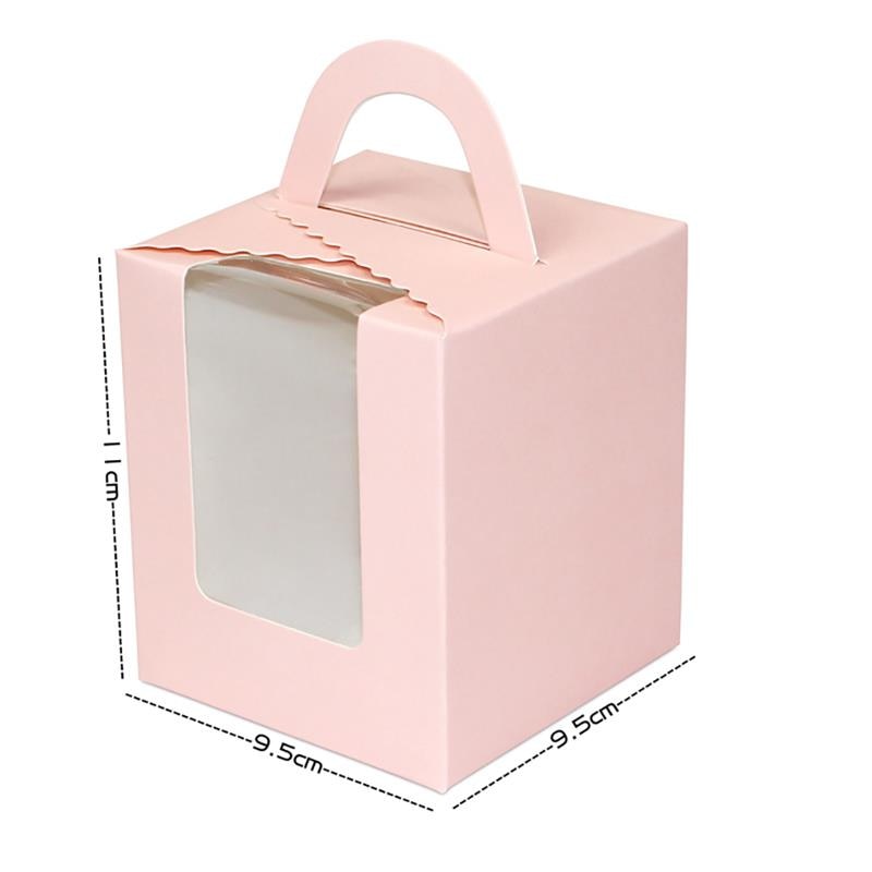 Söt mini kex godis låda enda muffin låda bärbar rosa fönster muffin låda mousse lera pudding flaska förpackning kopp