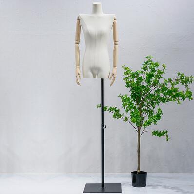 Mannequin à bras en bois de pour femmes, couleur pleine, corps en métal, épaule de poitrine plate pour mariage, support réglable D402
