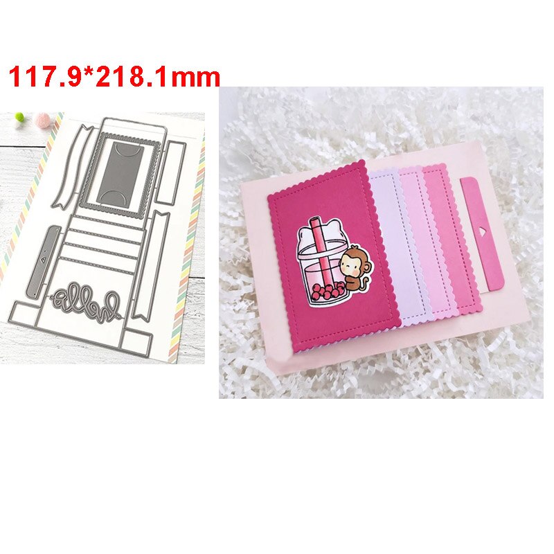 Stripes Frame Stacked Circles Letter Board Slim Die Cuts Metal Cutting Dies for DIY Scrapbooking Cards Crafts Dies 06: H5671