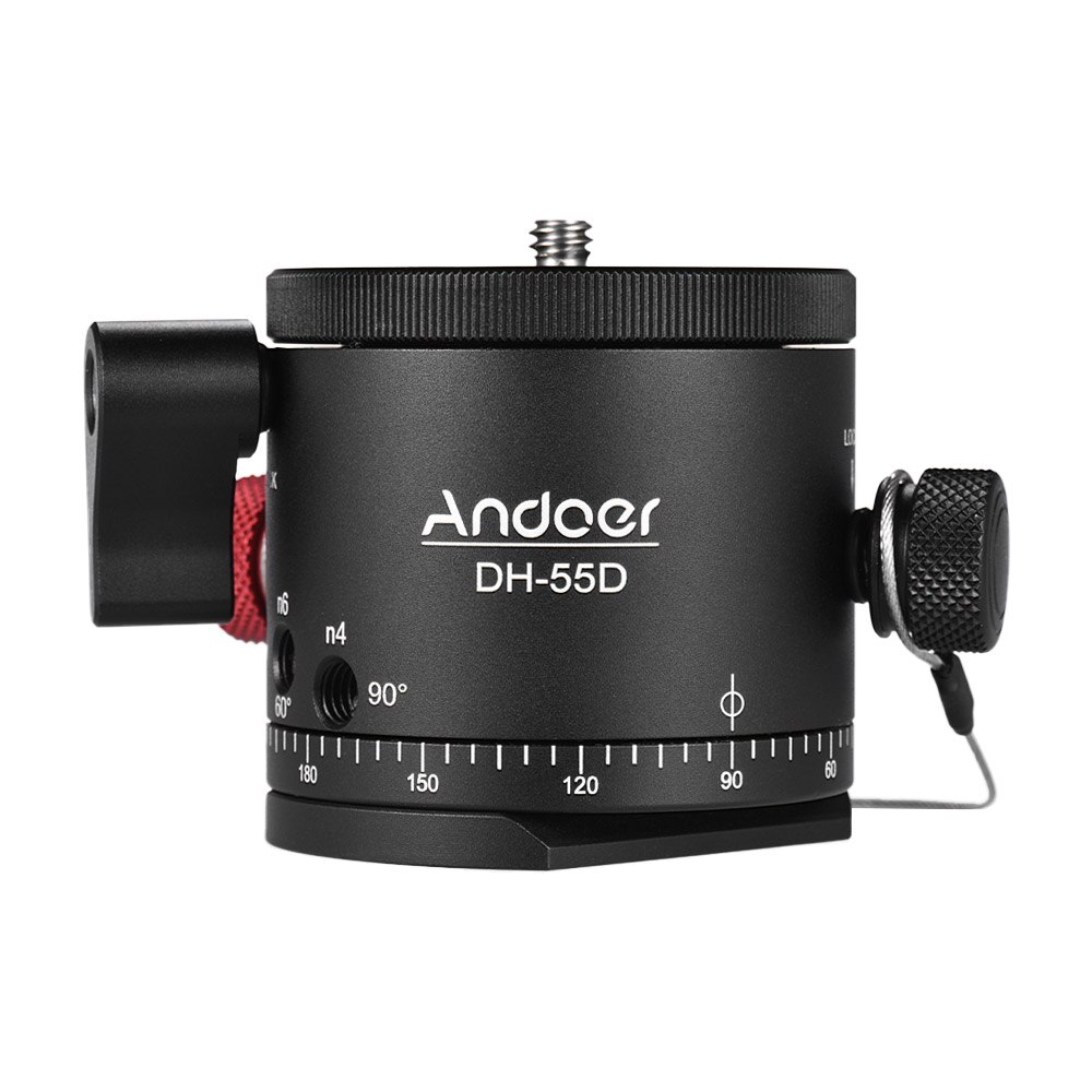 Andoer dh -55d hdr panoramic tripod head, panoramic ball head with indexing, rotator, aluminum alloy, max. load 15 kg/33 lbs