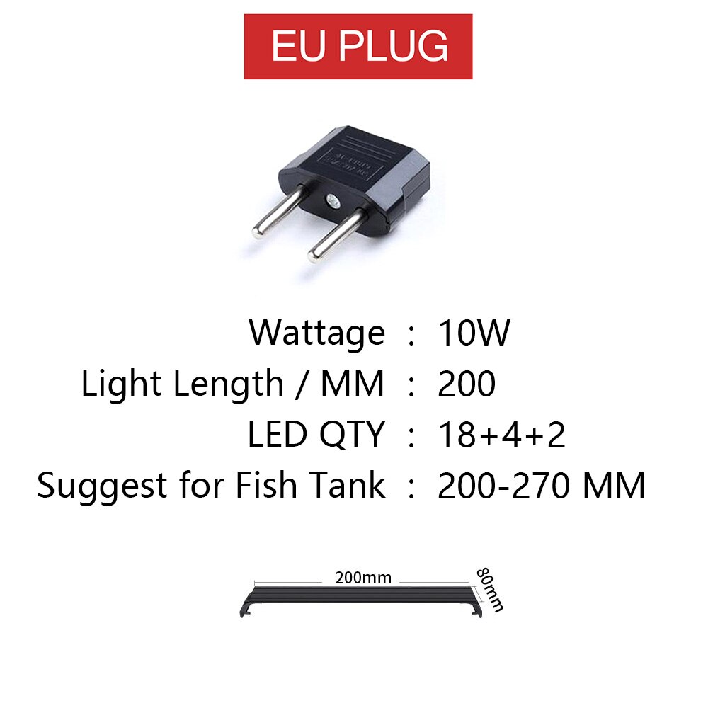 55-70cm 220-240V Aquarium LED Lighting Fish Tank Light Lamp With Extendable Brackets White and Blue LEDs Fit For Aquarium: SZD-D200-EU