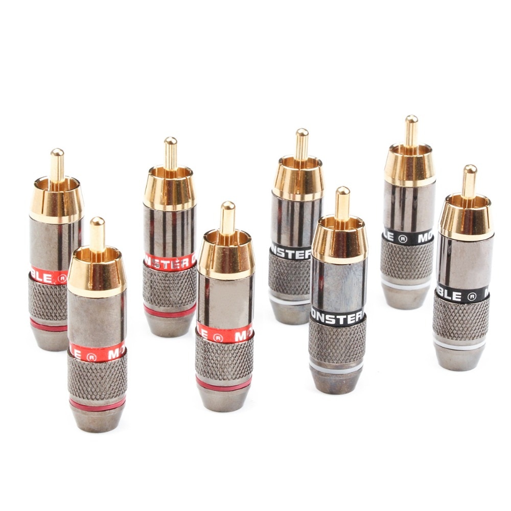 12Pcs Monster Banana Plug RCA Connector 6mm 24K Gold Plated Speaker Audio Adapter Wire Connector RCA Male Plug