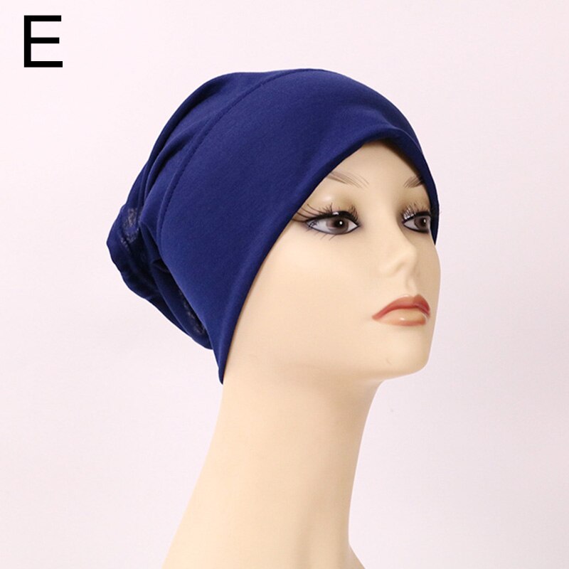 Bonnet Tube Hijab pour femmes, chapeau de chimiothérapie, couvre-tête en coton, intérieur, musulman, indien: E