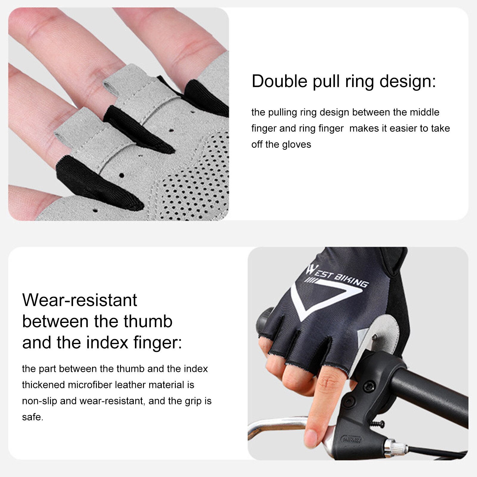 Half-Vinger Fietshandschoenen Outdoor Riding Antislip Shock-Absorberende Half-Vinger Handschoenen Sbr Dikke En duurzaam Fietsen Handschoenen