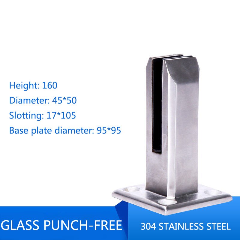 304 Stainless Steel Glass Clamp Holder Square Round Glass Pool Fence Clamp Home Garden Stairs Balcony Glass Floor Clamp