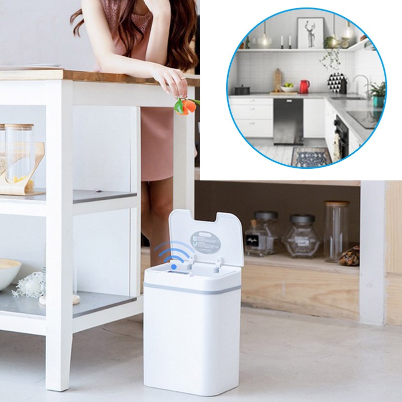 Trash Can Garbage Touchless Automatic Stainless Steel for Home Kitchen Bedroom JA55