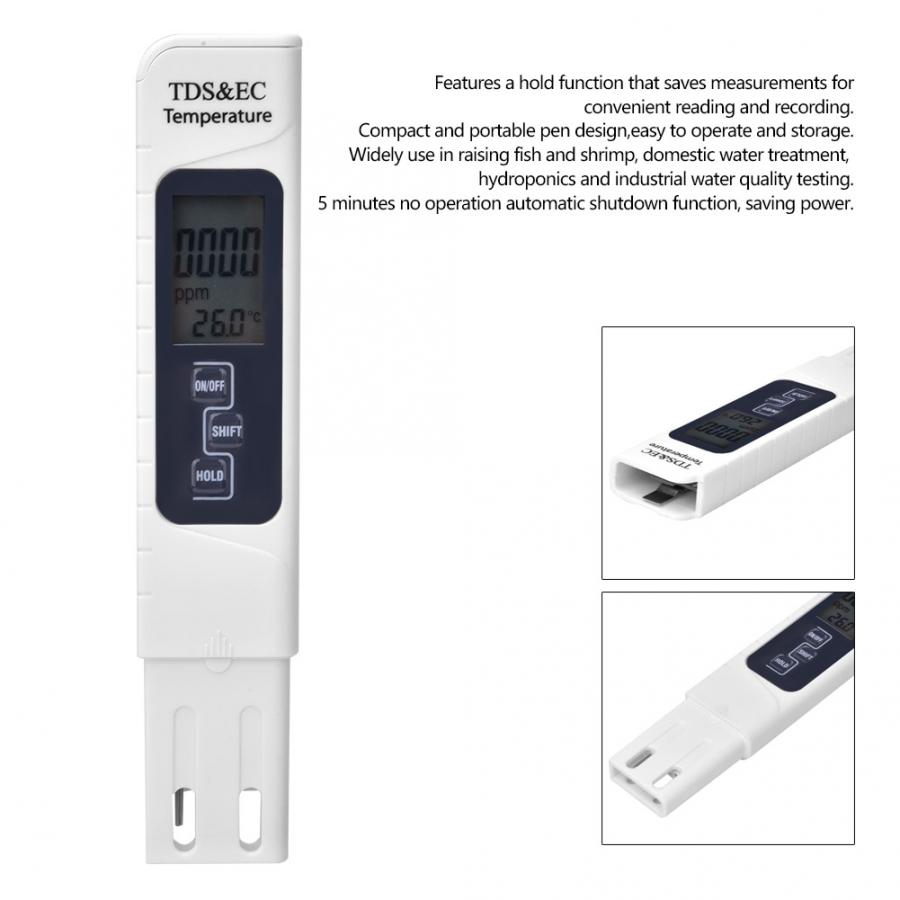 Water test pen conductivity meter Multifunction Portable Digital TDS Temperature EC Meter Electrical Conductivity Tester