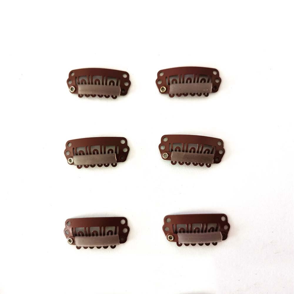 20pcs 2.8cm 6 teeth U Shape Snap Clips for Hair Extensions Wig Berets Caps Fix Clip-on Clips with Rubber BB Clips For Toupee DIY