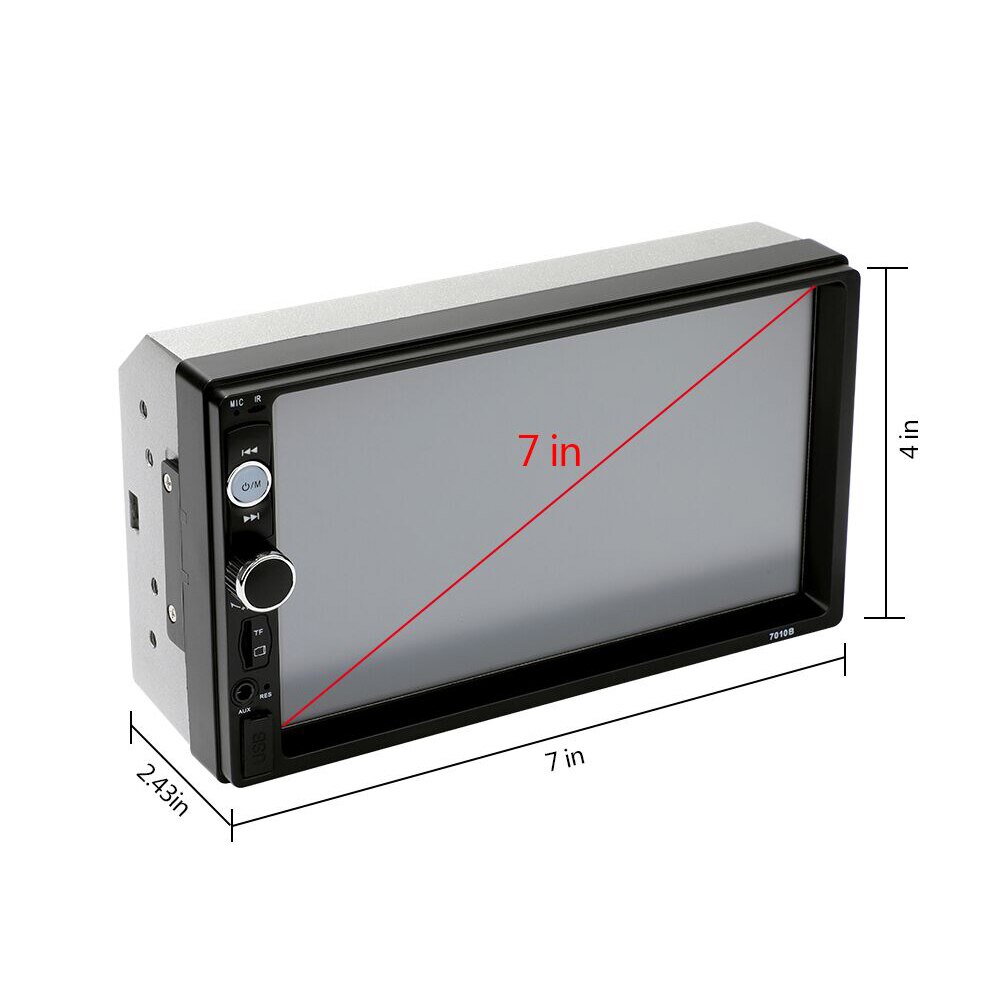 Radio para coche 7010B, 2 din, pantalla táctil LCD de 7 ", reproductor MP5, Bluetooth, Mirror Link, estéreo, FM, USB, TF, AUX con marco
