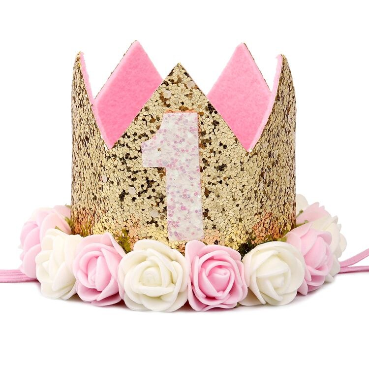 PATIMATE Birthday Crown Hats 1st 2nd 3rd Birthday Party Decoration Princess Crown Baby Kid Cap One Year Birthday Decoration: hat 2
