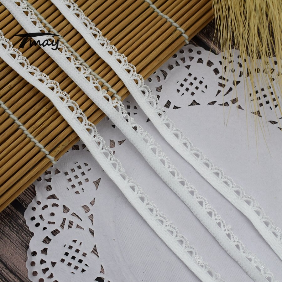 #1598 hvide farve skinnende kammuslinger elastiske bånd til kvindebukser bånd elastisk blonder trim bånd 8 yards / lot linning bånd