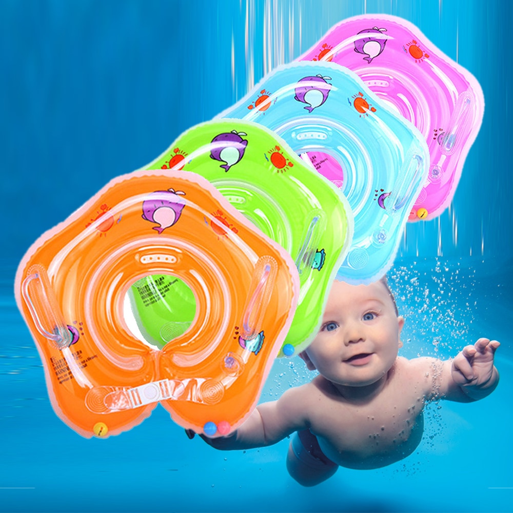 Baby Swimming Neck Float Inflatable Ring Baby Pools Accessories Newborn Neck Wheels Bathing Circle Safety Neck Float Bath Toy