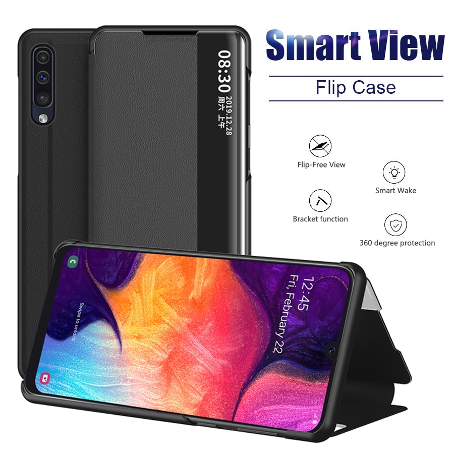 Anzeigen Smart Flip Fall Für Huawei P20 Lite P 20 P20Lite EML-L09 ANE-LX1 fundas Luxus original Magnetischen Halter Leder Telefon abdeckung
