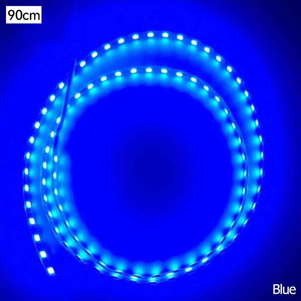 Tira ambiental LED para motocicleta de 12V, 90cm, 90SMD, tira de luces LED colorida, lámpara de cinta Flexible 3528, luces de ambiente Interior de coche: Azul